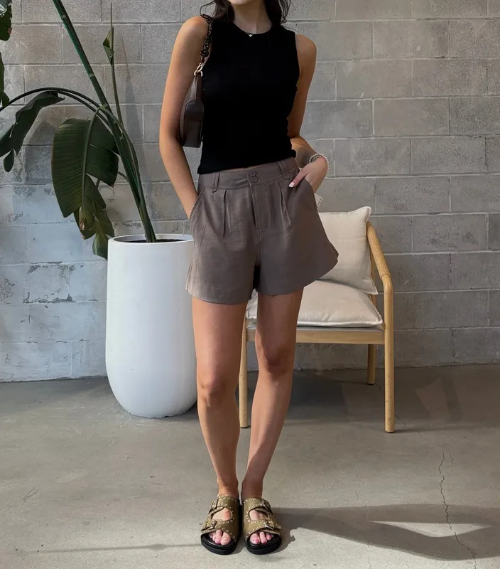 Pleated Tailored Trouser Shorts