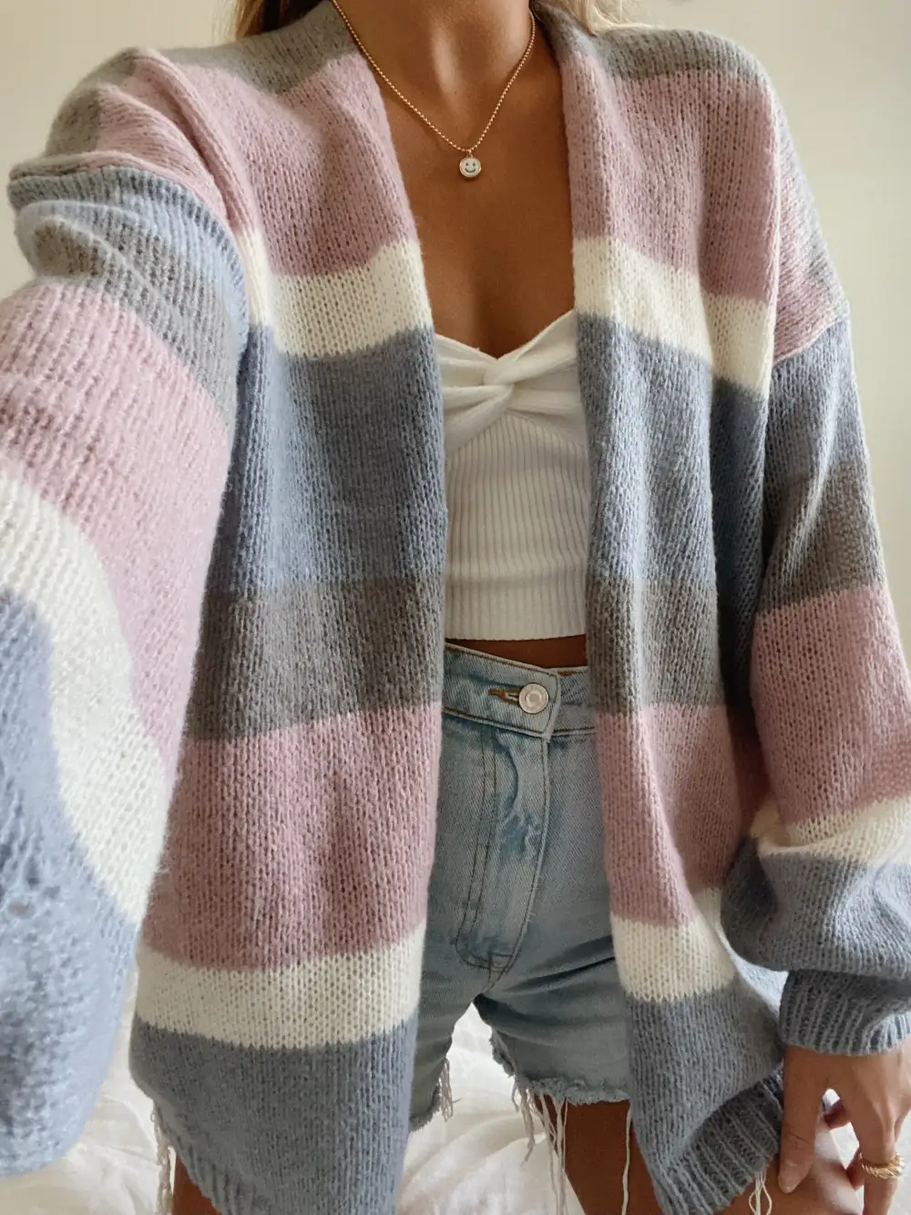 BLUE & PURPLE STRIPED CARDIGAN