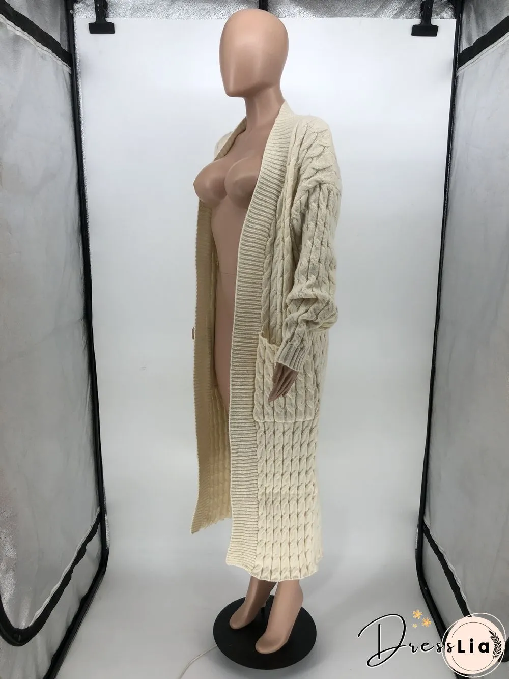 Winter Crochet Loose Long Twist Sweater Cardigan