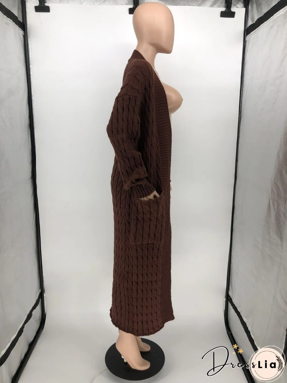 Winter Crochet Loose Long Twist Sweater Cardigan