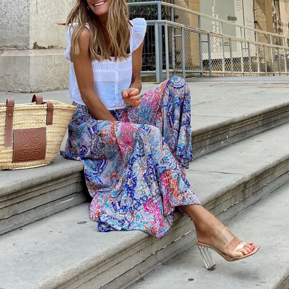 Loose Printed Long Skirt