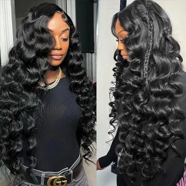 Flash Sale |#1 Jet Black Glueless 7×6 Lace Loose Deep Wave Human Hair Wig