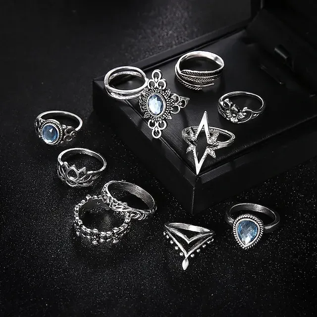 11pcs Ring For Women's Birthday Sport Gift Acrylic Alloy Classic Precious