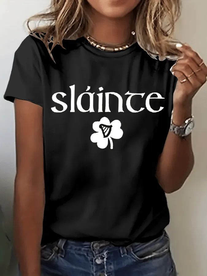 Women's St. Patrick's Day Music Festival Print Crew Neck T-Shirt