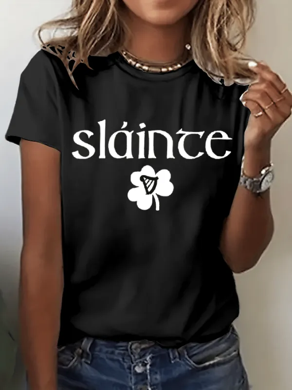 Women's St. Patrick's Day Music Festival Print Crew Neck T-Shirt