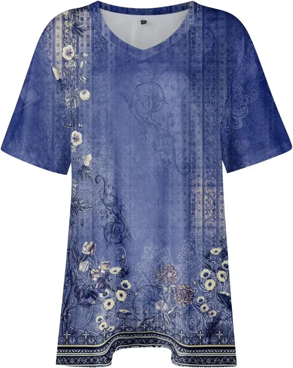 Plus Size Tops for Women Dressy Short Sleeve V Neck Shirts for Women Summer Tops for Women 2024 Floral Print Top