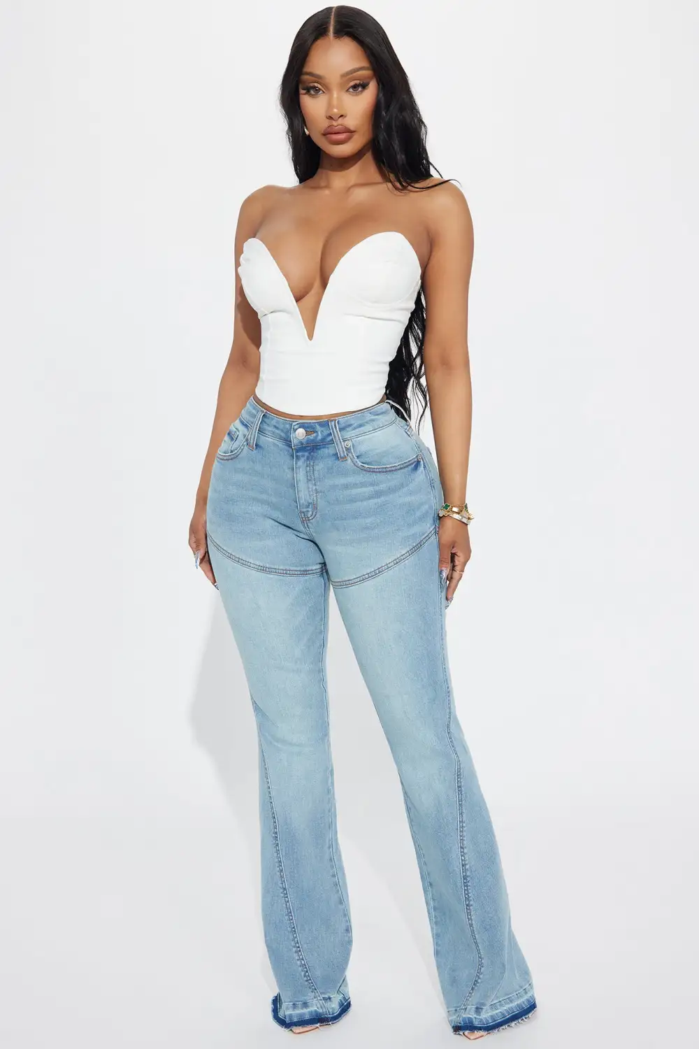 Marguerite Stretch Flare Jeans - Light Wash