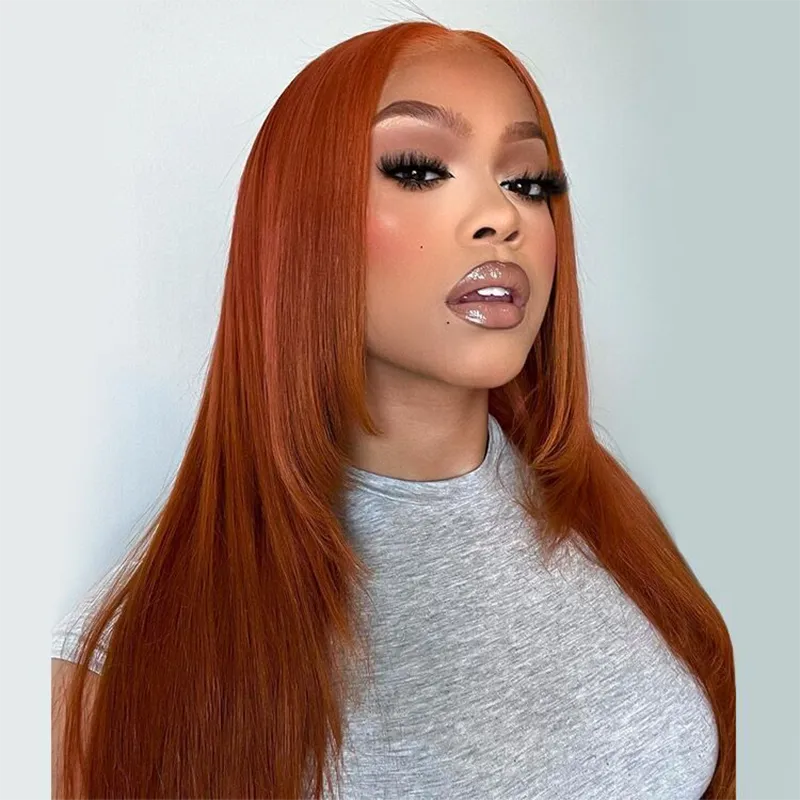 Affordable Ginger Layered 13×6 Straight Human Hair Wig Wear Go Glueless Wig Sterly Hair