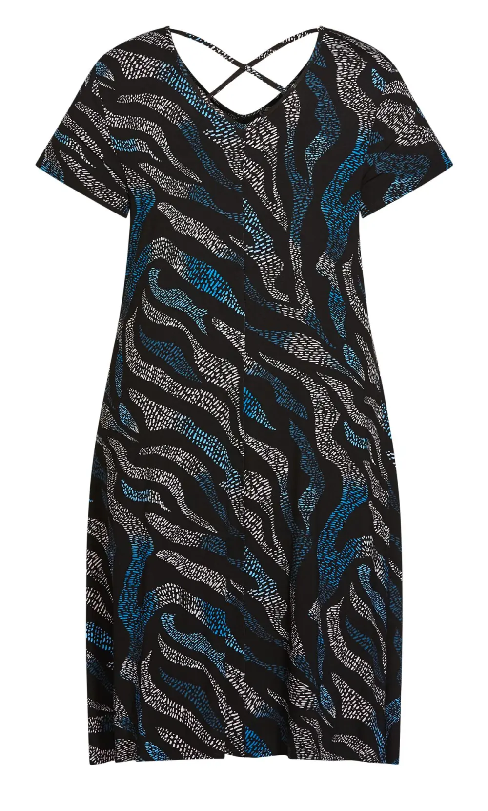 Evans Black Cross Back Knit Print Dress