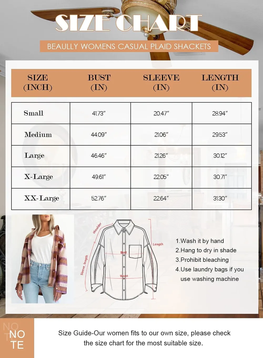 Women's Flannel Plaid Shacket Long Sleeve Button Down Chest Pocketed Shirts Jacket Coats