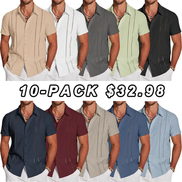 🔥Men's Cuba Guayabera Exquisite Hollow Embroidered Button Front Shirt
