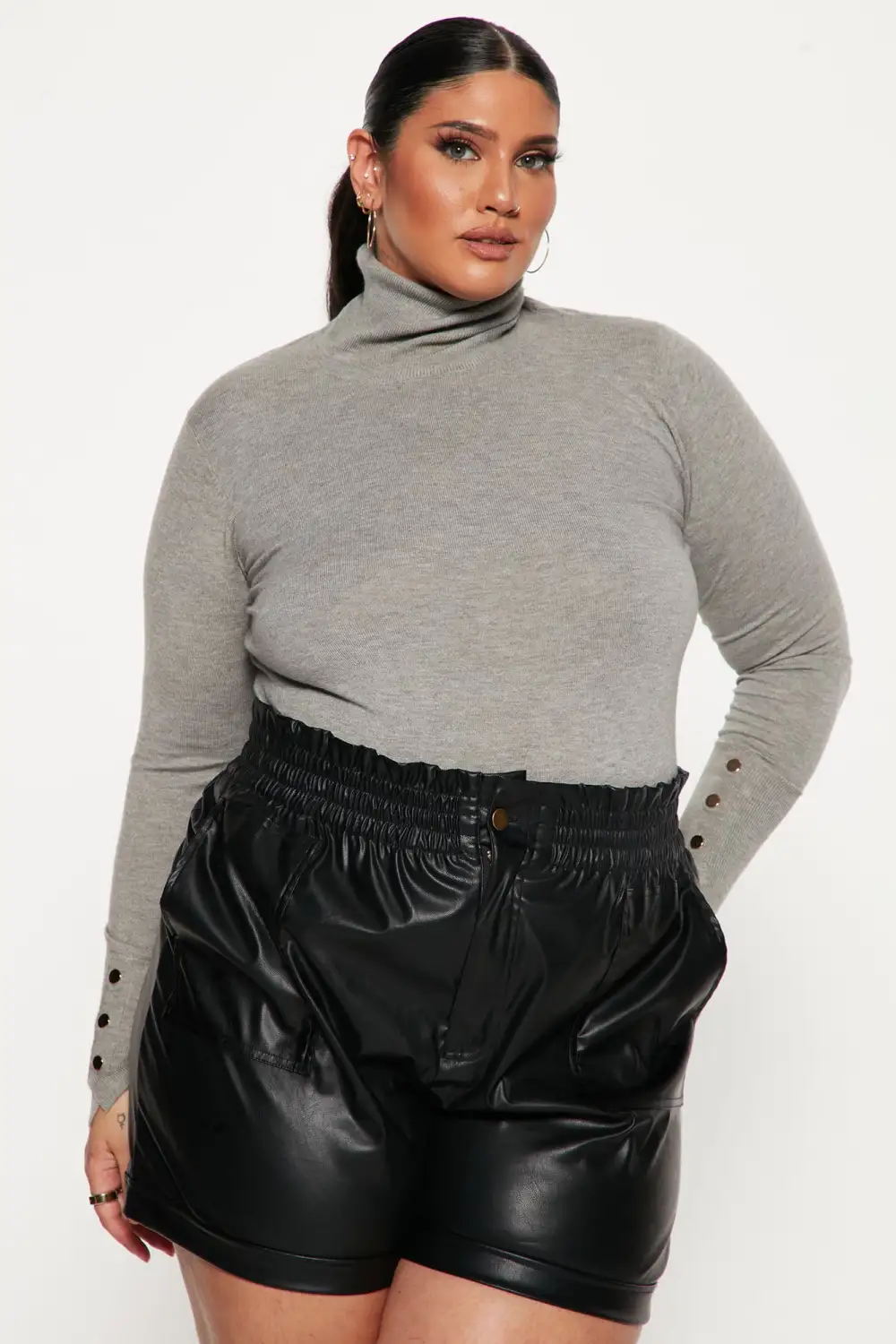 Meet Me Somewhere Turtle Neck Sweater - Heather Grey