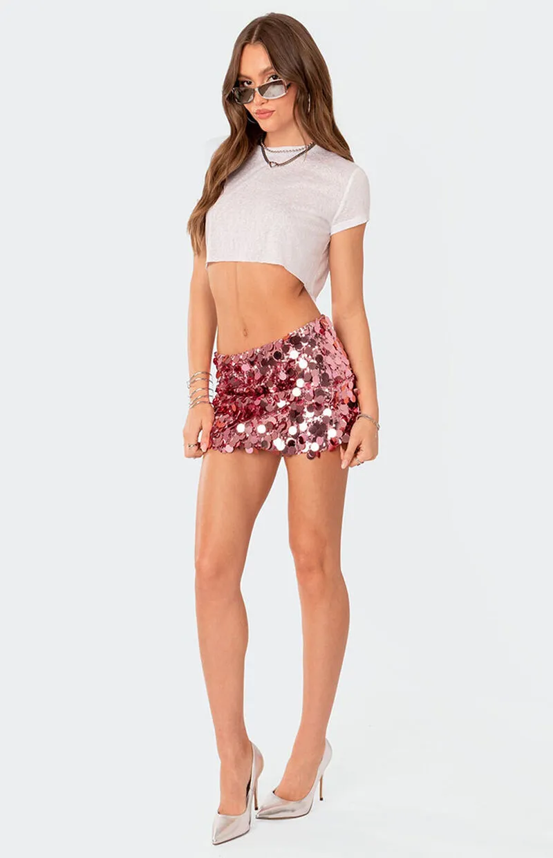 Edikted Sabina Low Rise Sequin Mini Skirt