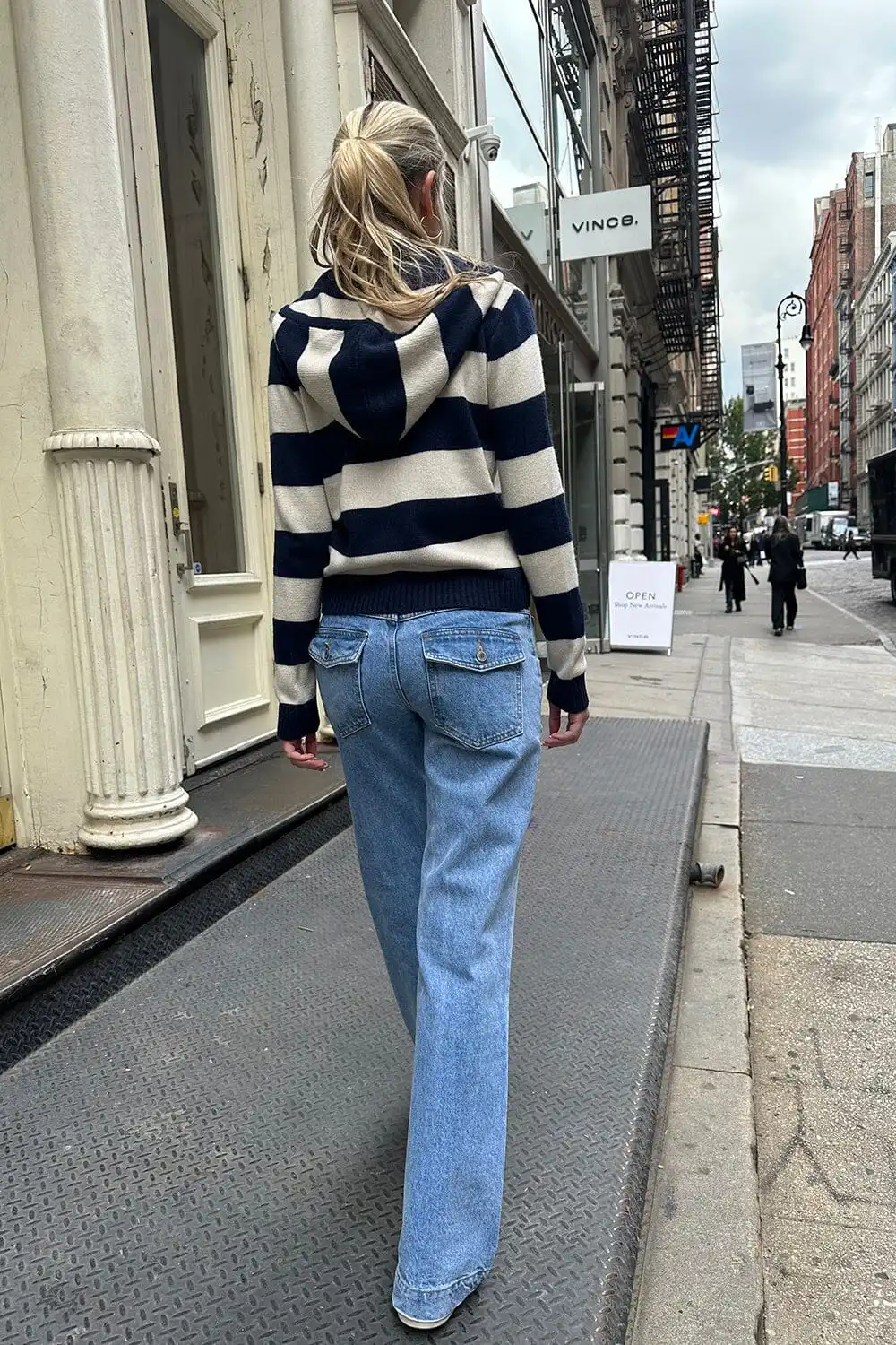 Alana WOOL Striped Zip Up Sweater