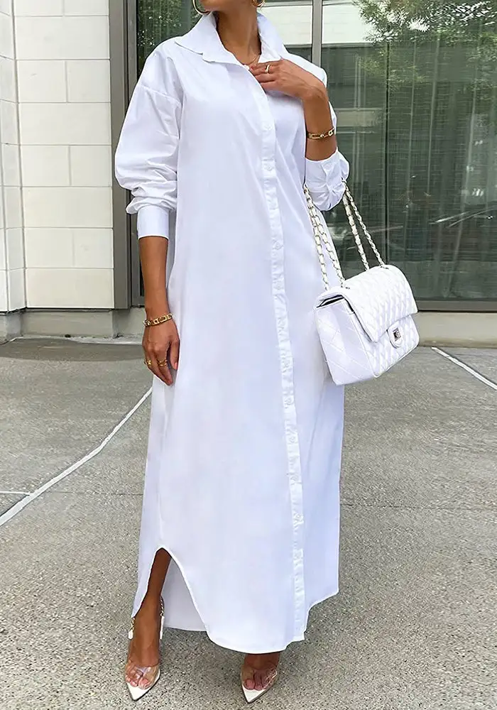 Casual Buttons Long Sleeve Shirt Dress Dresses