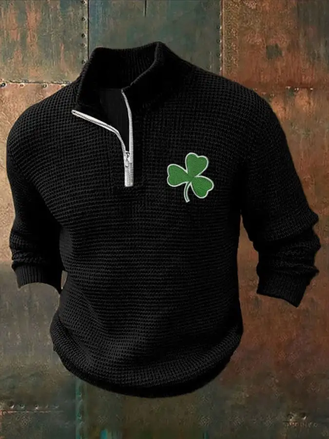 Men's St. Patrick's Day Shamrock print zip top