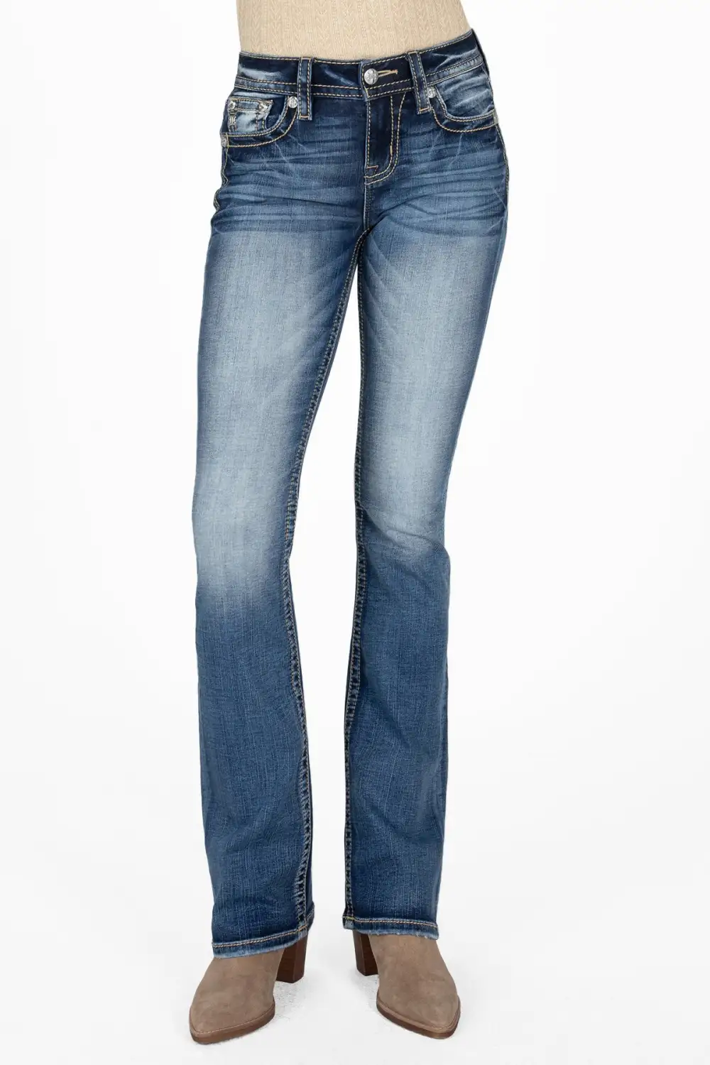 Floral Metallic Longhorn Bootcut Jeans