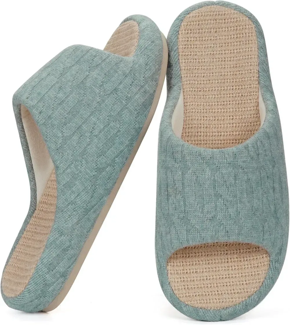Slippers for Women Memory Foam Open Toe House Slippers Cute Comfy Bedroom Slides Slip on Slippers for Summer Indoor
