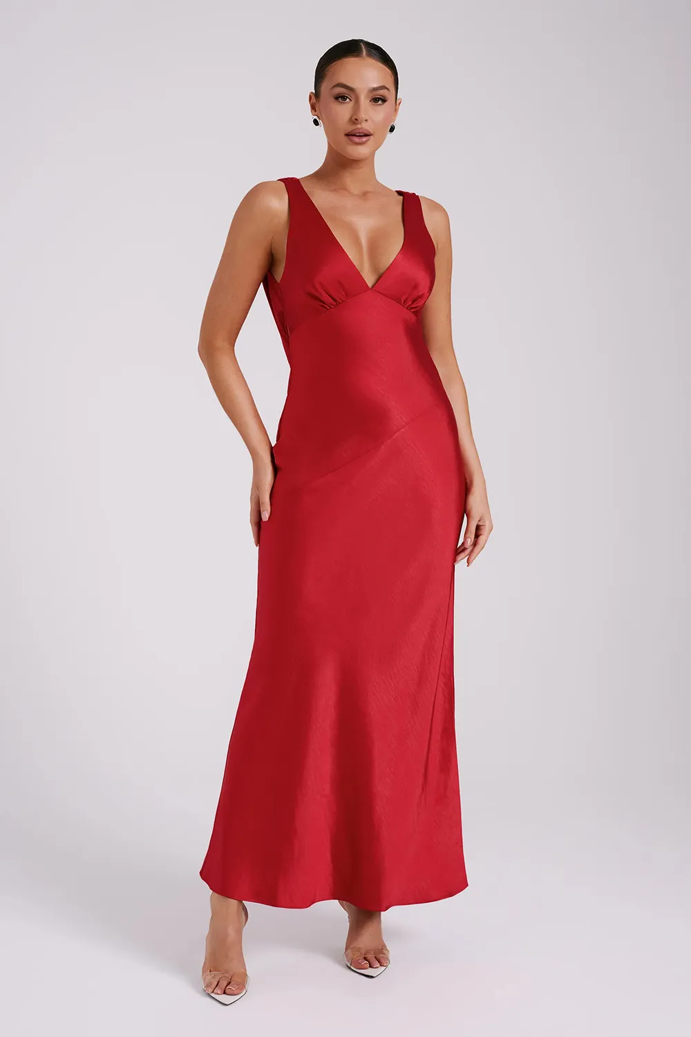 Maxi Satin Dress With Back Cowl