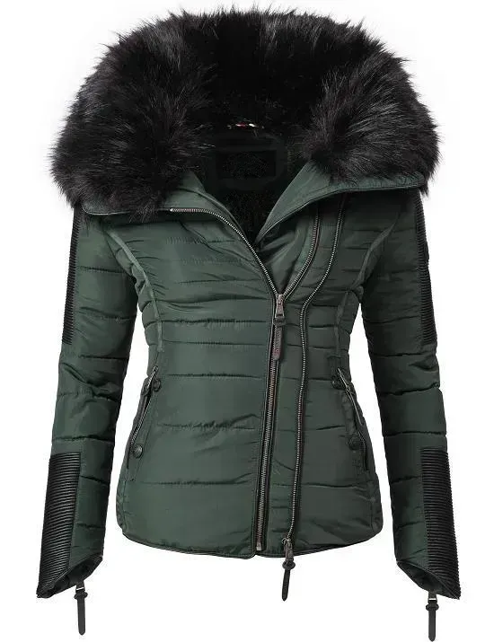 Women's short parka coat yellow