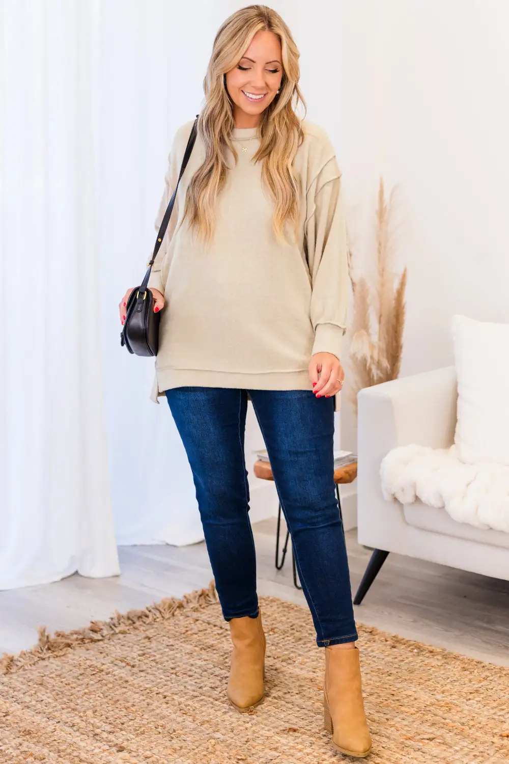 Say Hello Sweater, Light Mocha