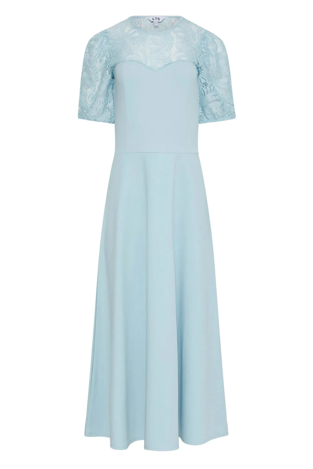 LTS Tall Light Blue Lace Midi Dress