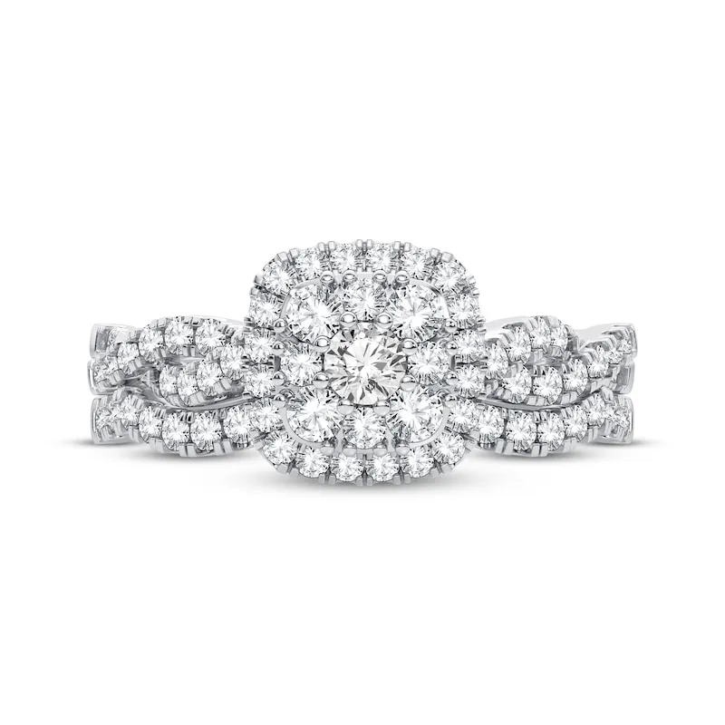 Multi-Diamond Center Bridal Set 1/2 ct tw Round-cut 10K White Gold