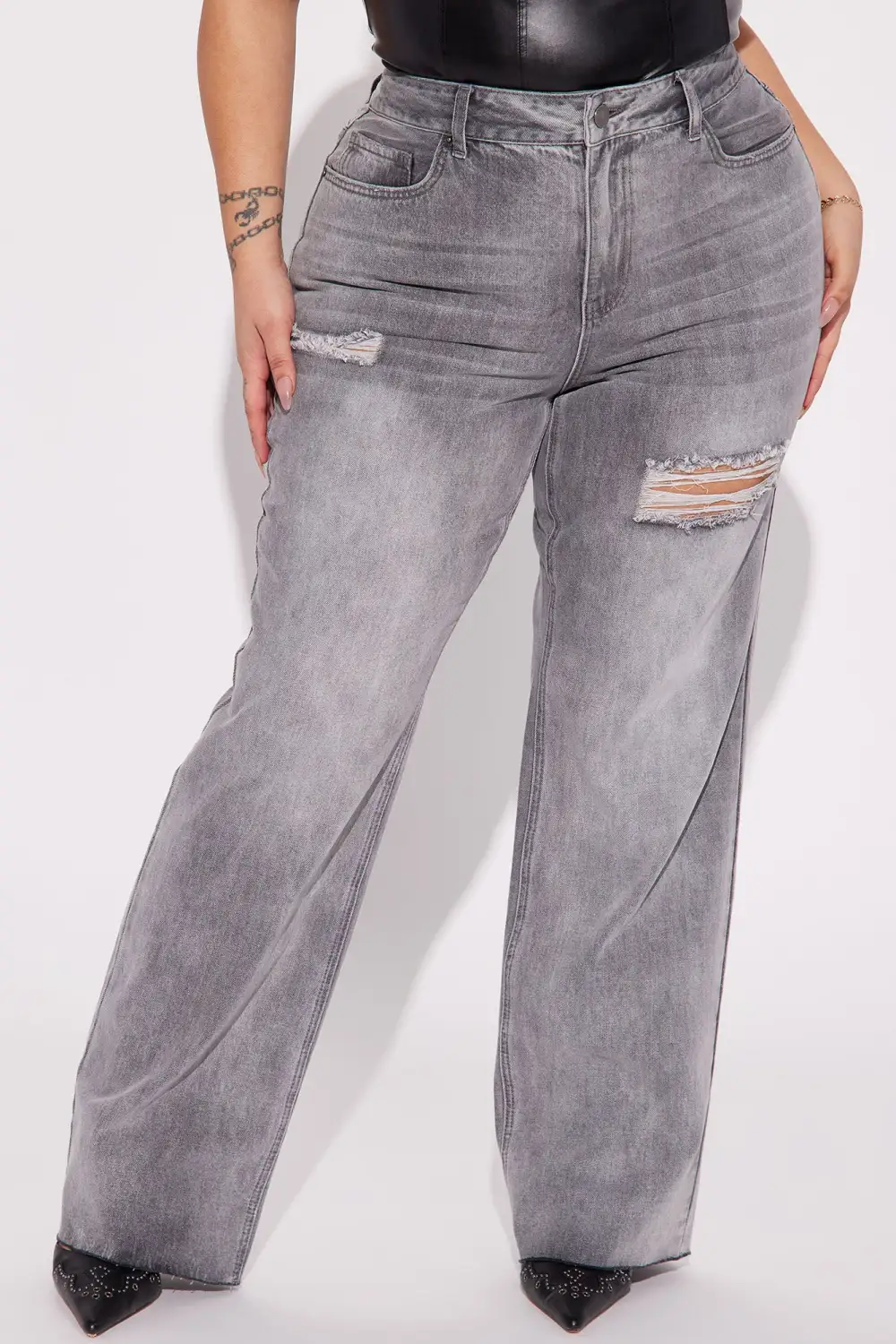 Worth The Wait Ripped Straight Leg Jean - Black