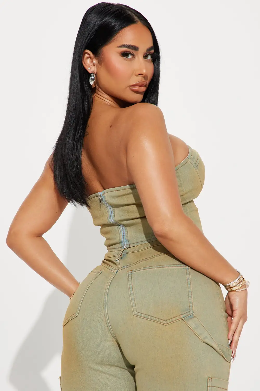 Gianna Tinted Denim Corset Top - Light Wash