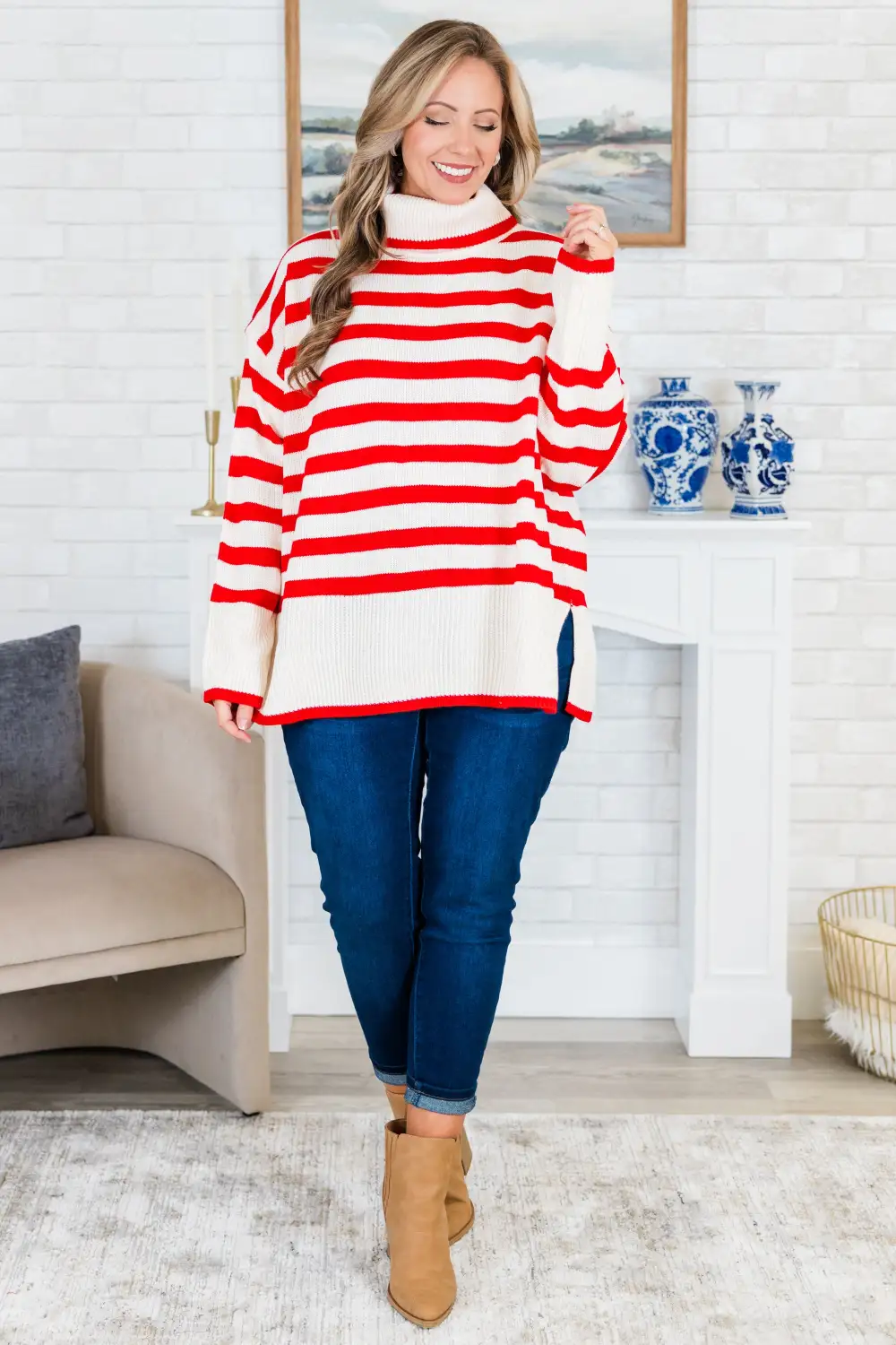 Striped Moments Sweater, Red