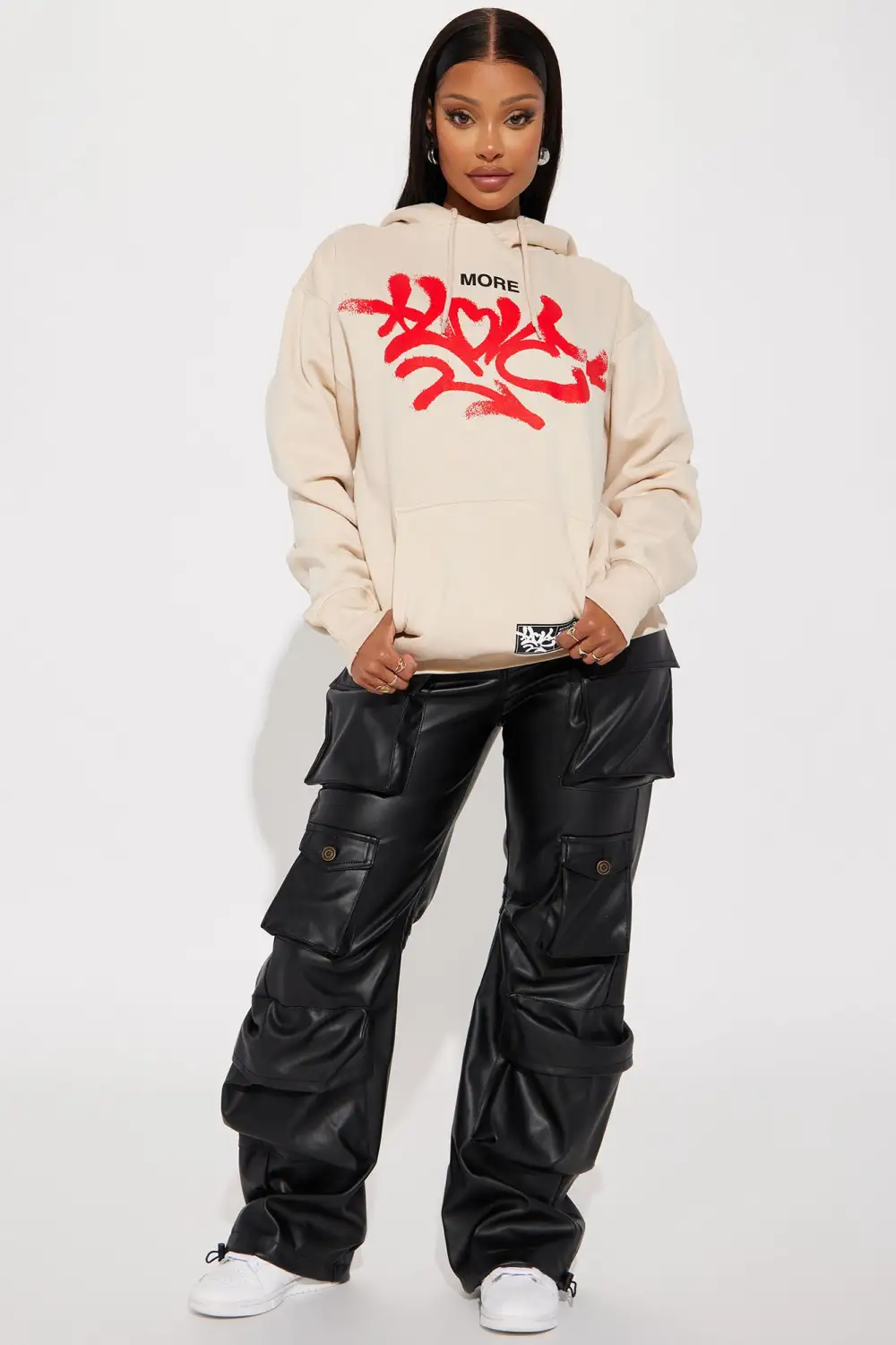 Love More Graphic Hoodie - Taupe