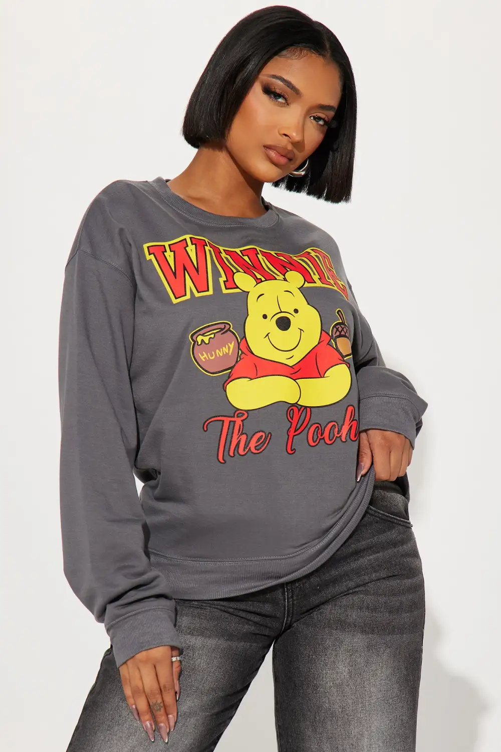 Winnie The Pooh Crew Neck Sweatshirt - Charcoal