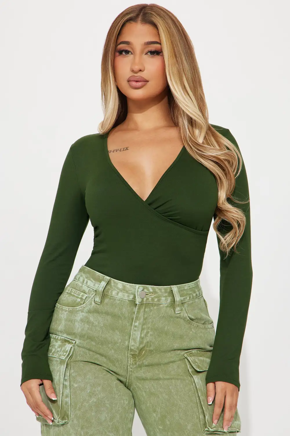 Bonnie Surplice Bodysuit - Green