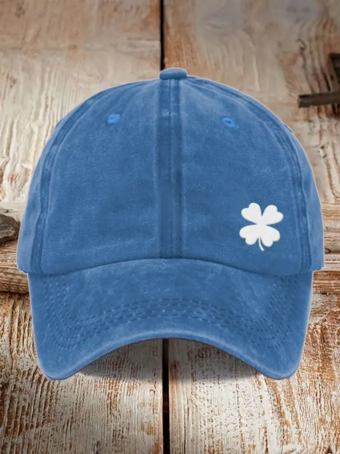 Distressed Washed Cotton St. Patrick Print Hat For Men And Women