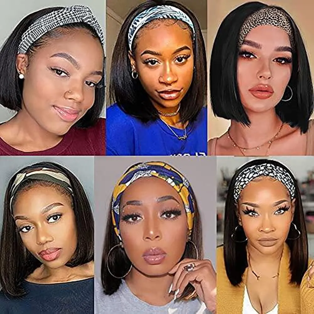 Headband Bob Wig Human Hair Straight Short Bob Wigs For Black Women Sterly Hair