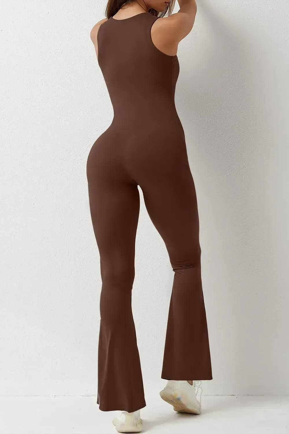 Flare Jumpsuits for Women Strappy Square Neck Bodycon Full Length Long Pants Casual Playsuit