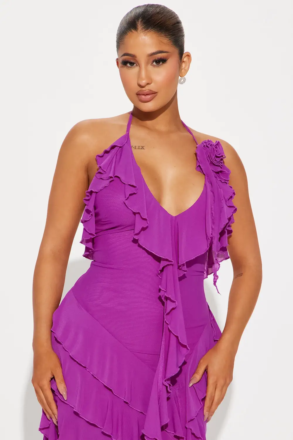 Tessa Mesh Midi Dress - Purple