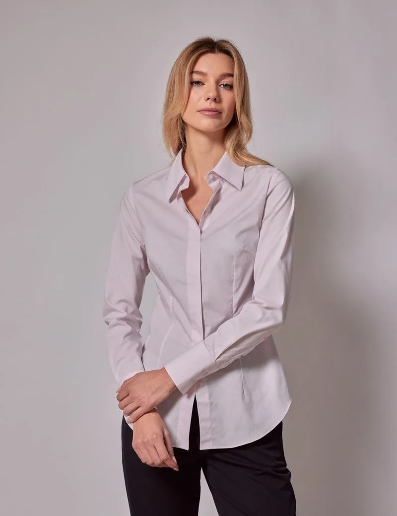 Cotton Stretch Fitted Shirt With Concealed Placket