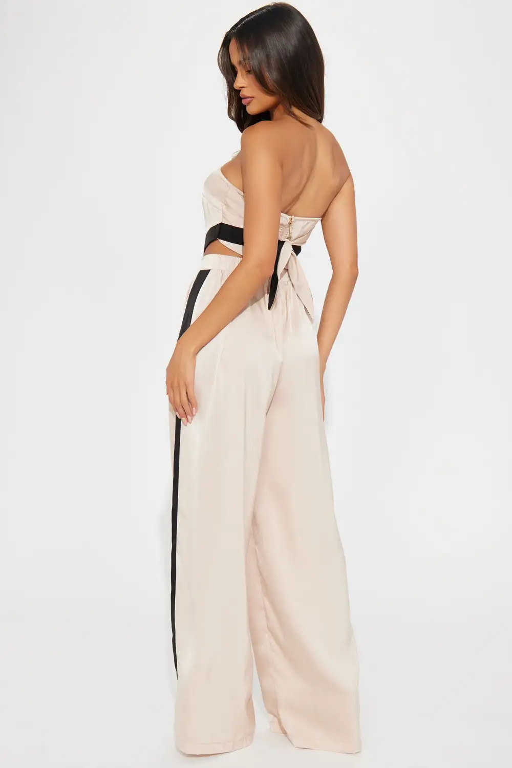 Bold Steps Satin Pant Set - Taupe