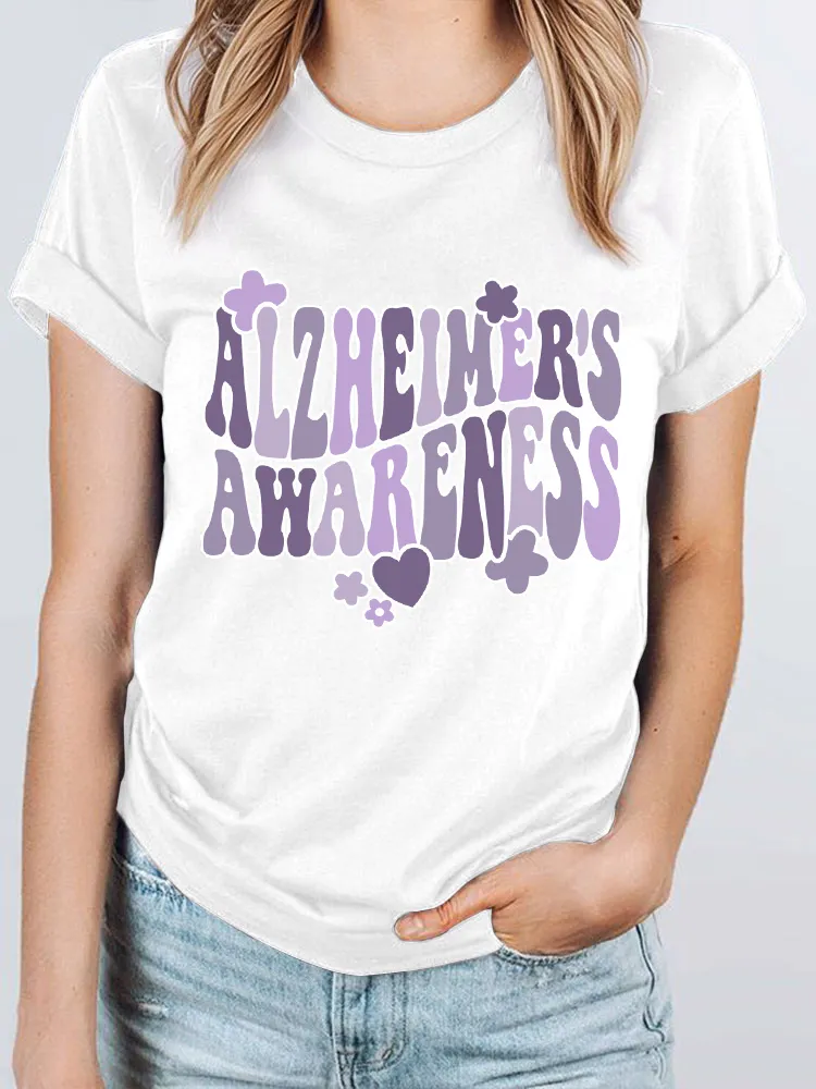 Women'S Alzheimer'S Awareness Round-Neck Short-Sleeved T-Shirt