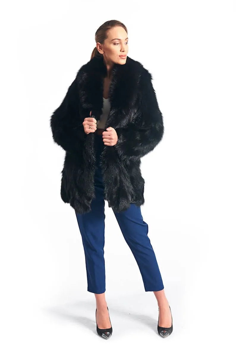 Luscious Black Fox Fur Coat