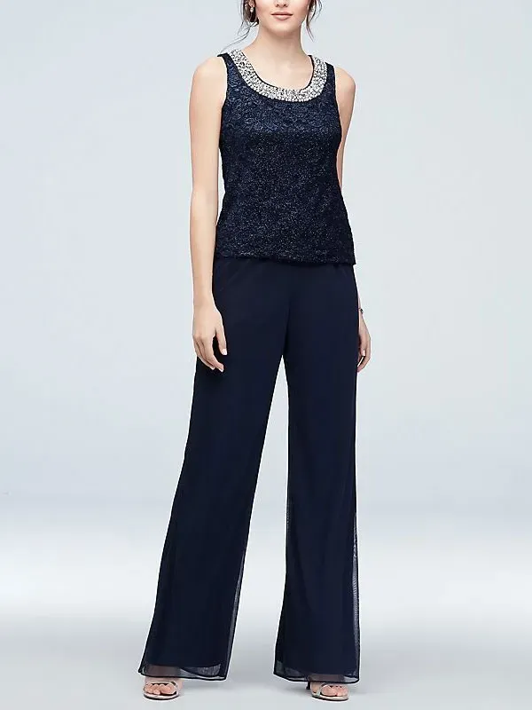 Simple chiffon jacket cardigan ladies three pieces set