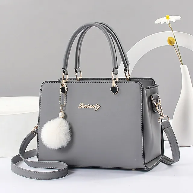 Women's Handbag Crossbody Bag Diaper Bag Tote PU Leather Office Daily Pendant Adjustable Large Capacity Durable Solid Color Black White Pink