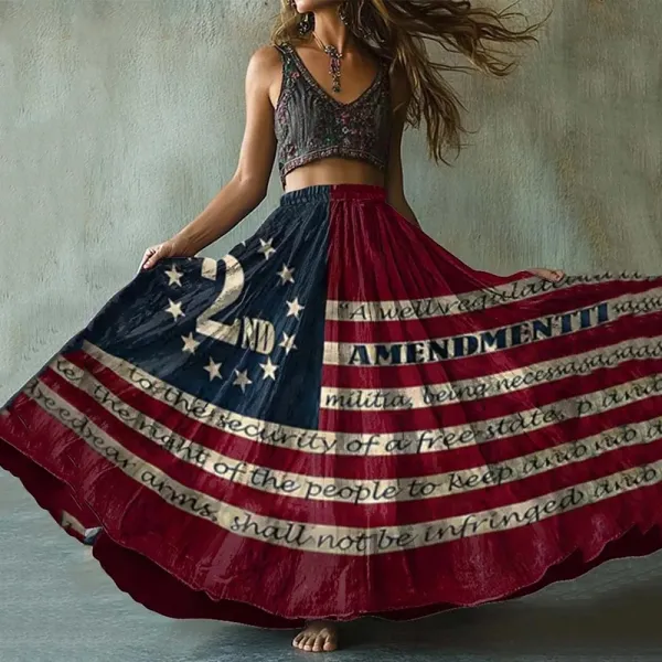 Women's Vintage Independence Day Flag Pattern Skirt