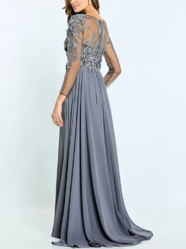 Embroidered skinny long-sleeve dress