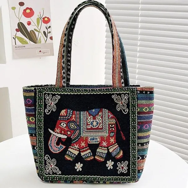 Women's Girls' Tote Polyester Daily Office & Career Cartoon Artwork Floral Print Rabbit Peacock blue striped kitten