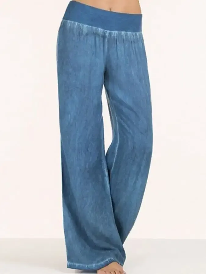 (Clearance Sale⚡)Yoga Pants Women's Comfortable Stretch Denim Casual Wide Leg Pants