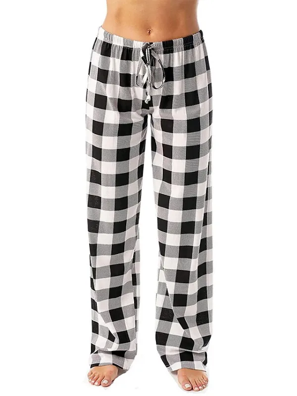Women's Christmas Pajama Pant Grid / Plaid Fashion Simple Comfort Home Xmas Daily Flannel Comfort Pant Adjustable Fall Winter White Pink