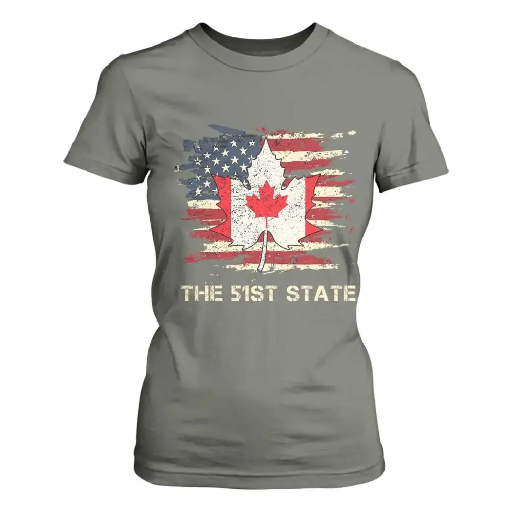 Canada The 51st State T Shirt For Women Canadian Maple American Flag TS09