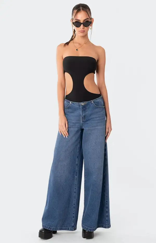 Edikted Vivie Ribbed Cut Out Bodysuit